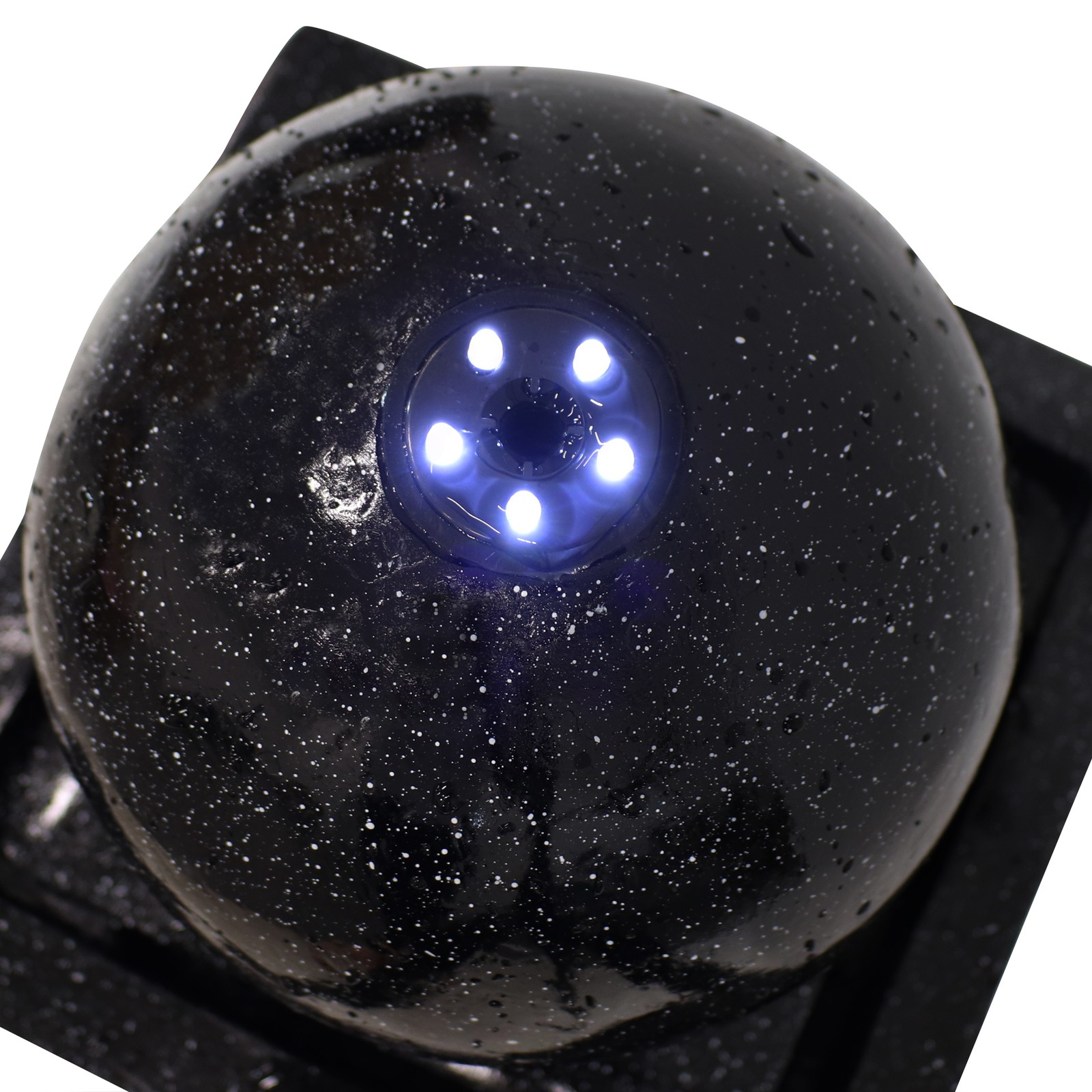 Black Ball Solar Water Fountain with Battery/LED Lights - 30 in by Sunnydaze