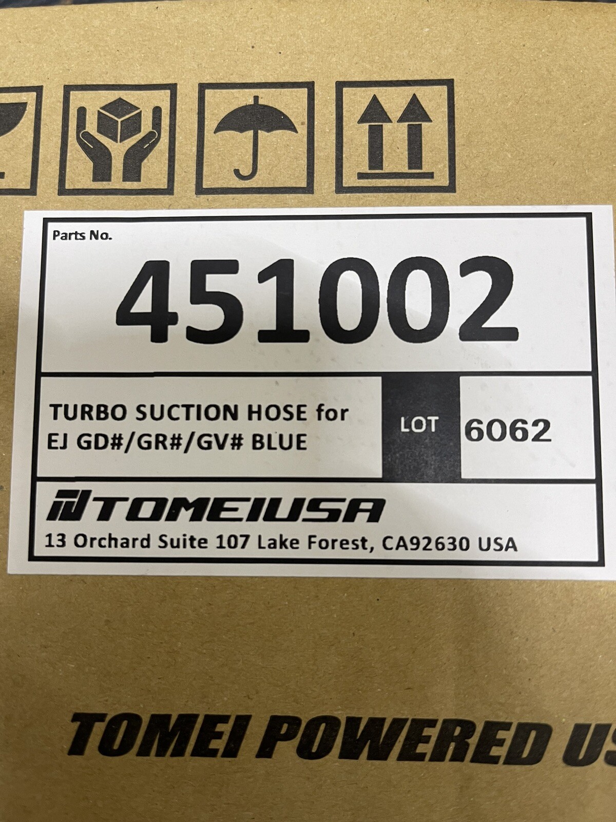 Brand New TOMEI TURBO SUCTION HOSE BLUE For IMPREZA GD# EJ 451002 Free Shipping