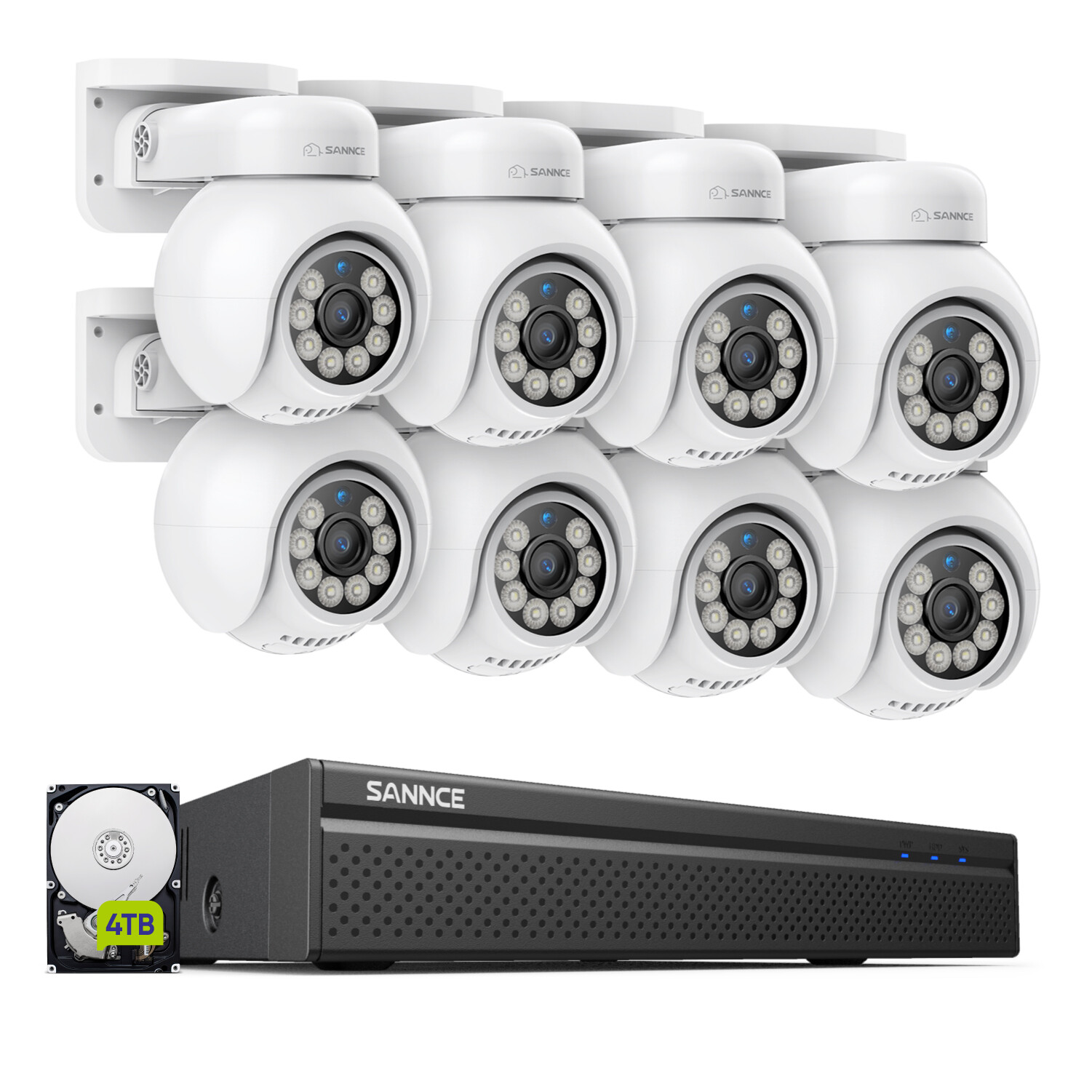 SANNCE 8CH 4K NVR 8MP POE Security Camera System PT Auto Tracking Two Way Audio