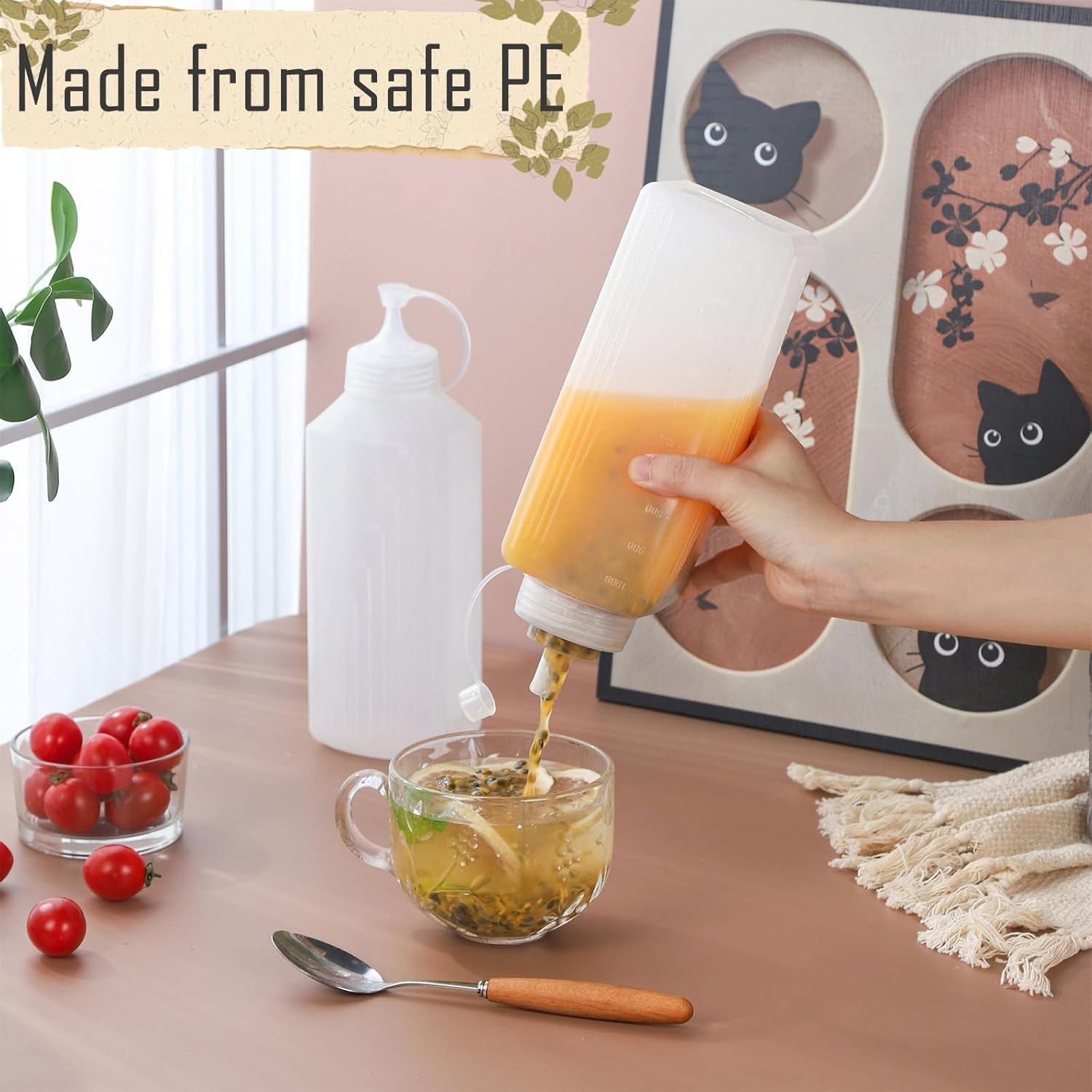 2 Packages 1 Quart Large Squeeze Bottle Salsa Dispenser