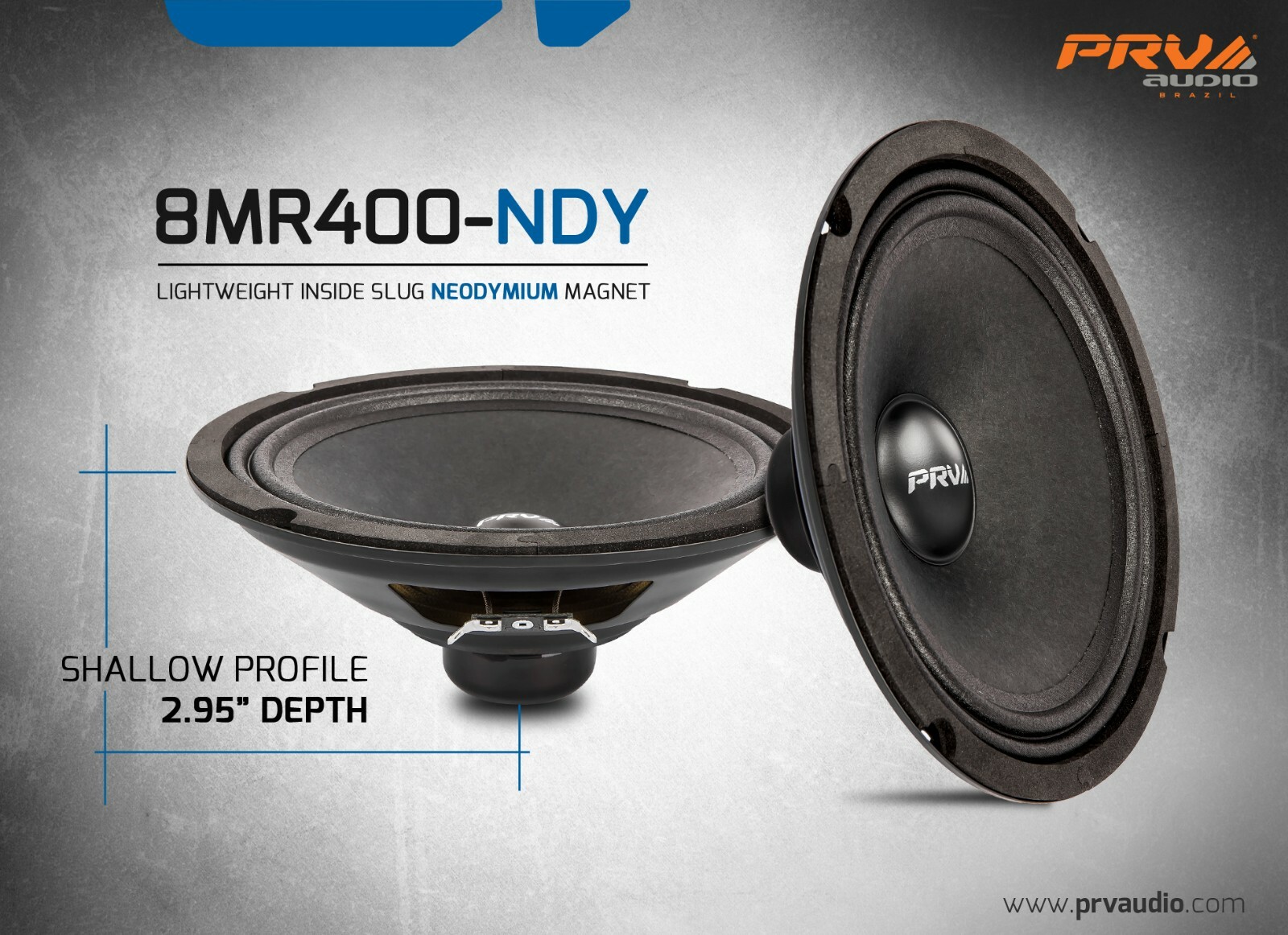 4x PRV Audio 8MR400-NDY Neodymium 8" Midrange Loudspeakers 400W 8 Ohms 8MR Neo