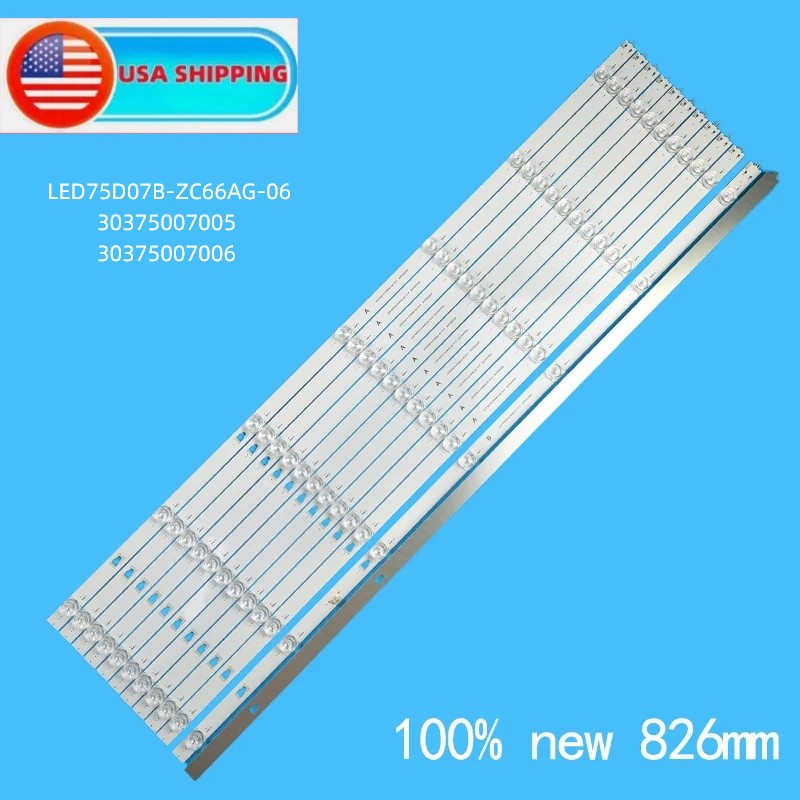 LED Backlight Strips For ONN 100044717 30375007007 30375007008 LED75D07A-ZC66AG