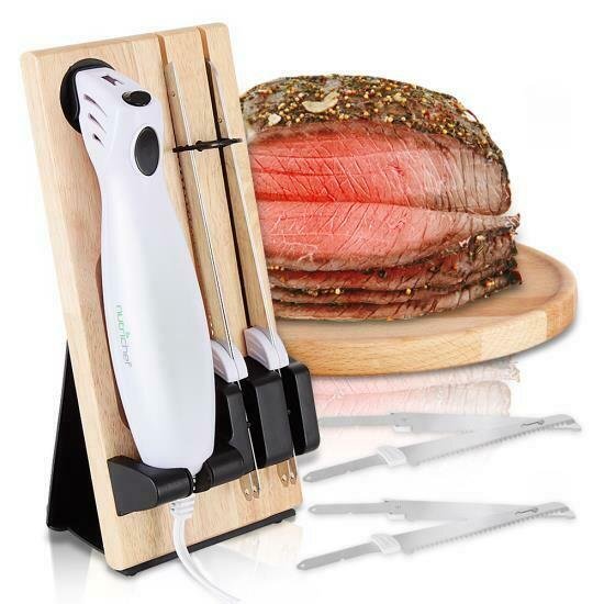 Nutrichef PKELKN16 Portable Electrical Food Cutter Knife Set with Bread Carving