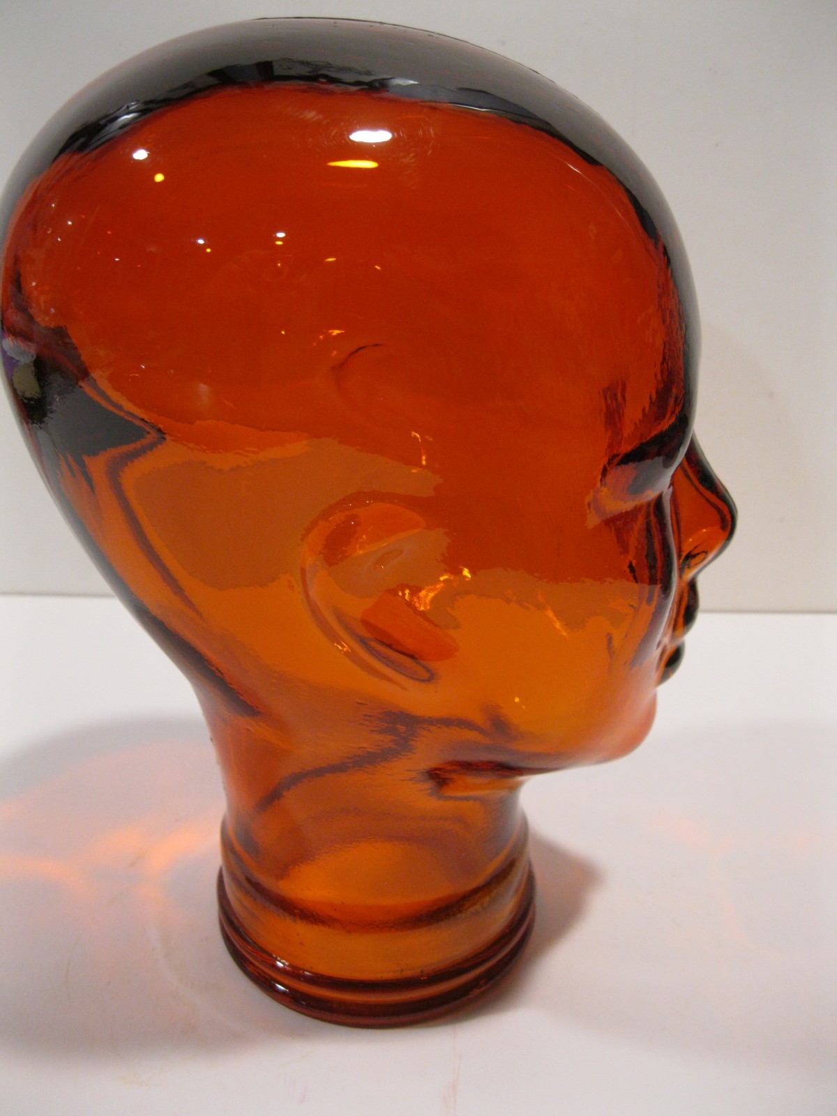 Glass Head ORANGE, Life Size Mannequin Head for Decor, Display Hats Wigs, etc