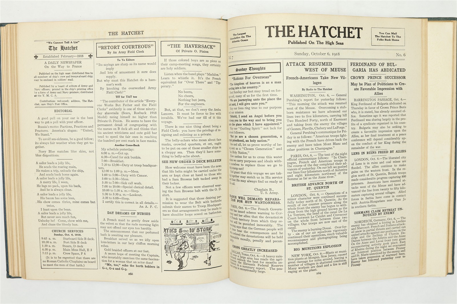 USS George Washington "The Hatchet" 1919 WWI Newsletter History Book