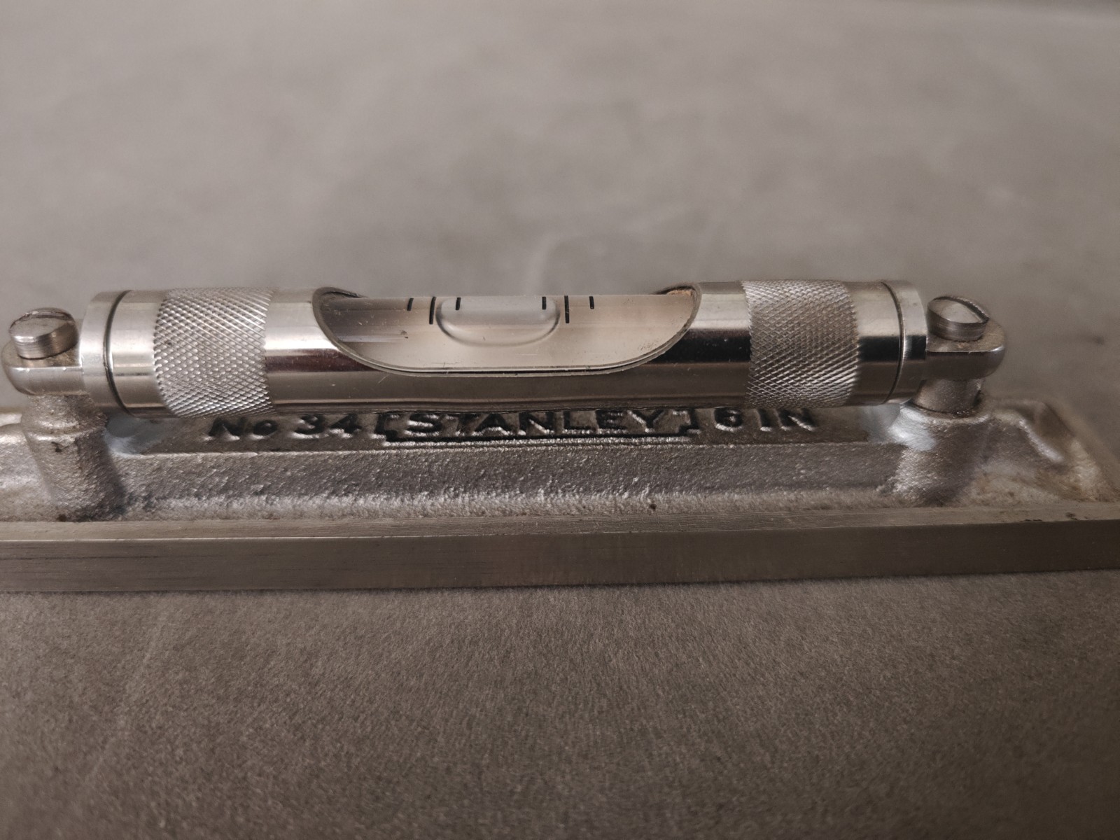 VTG Stanley No. 34V 6" Machinist Ground Glasses Level V Bottom w/ Box USA EUC