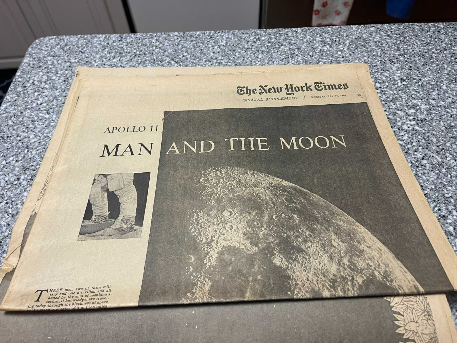 Man Walks On Moon - Apollo 11 - Space - July 21, 1969 New York Times Newspaper