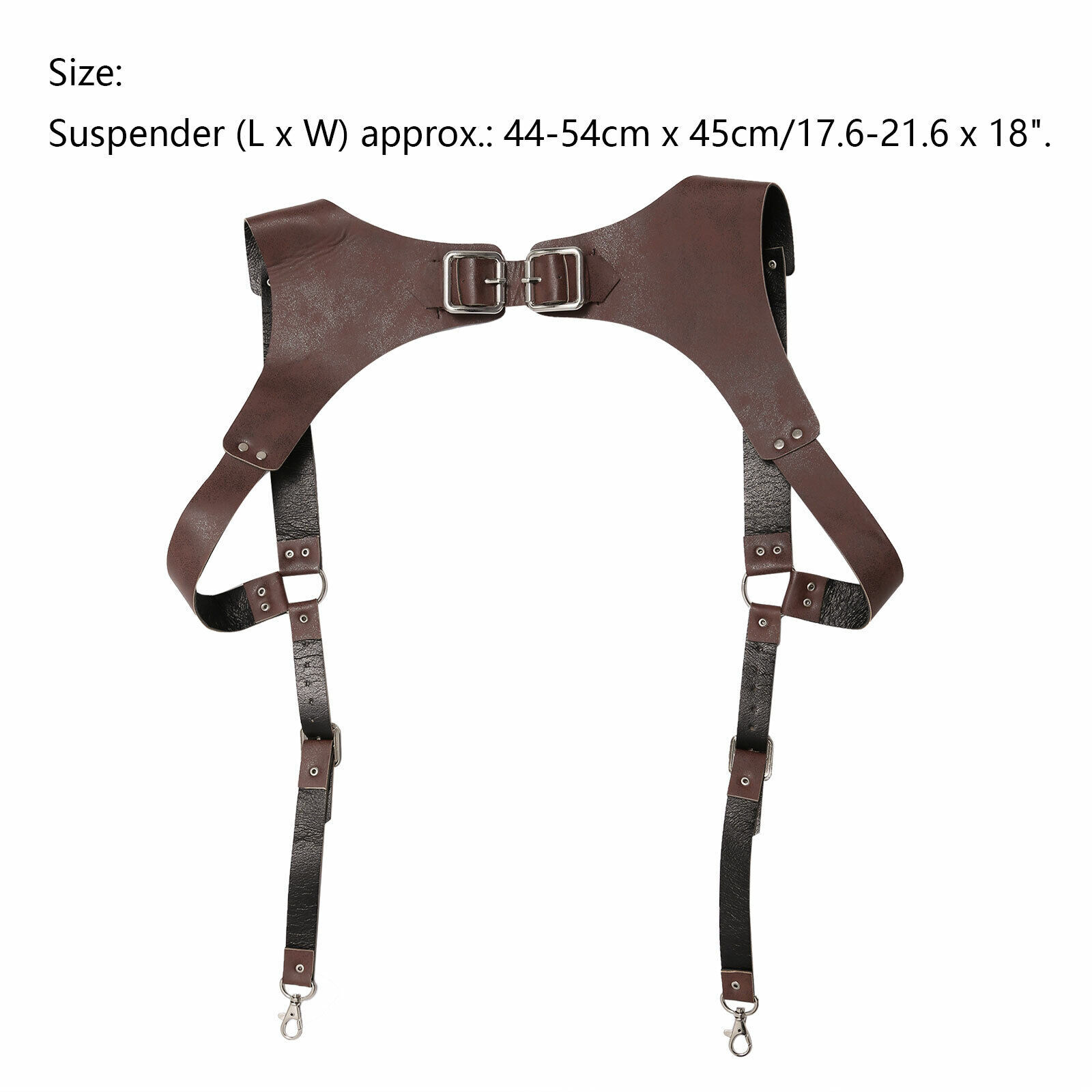 Brown Vintage Leather Suspenders Braces Shoulder Strap Belt Harness for Men O6M3