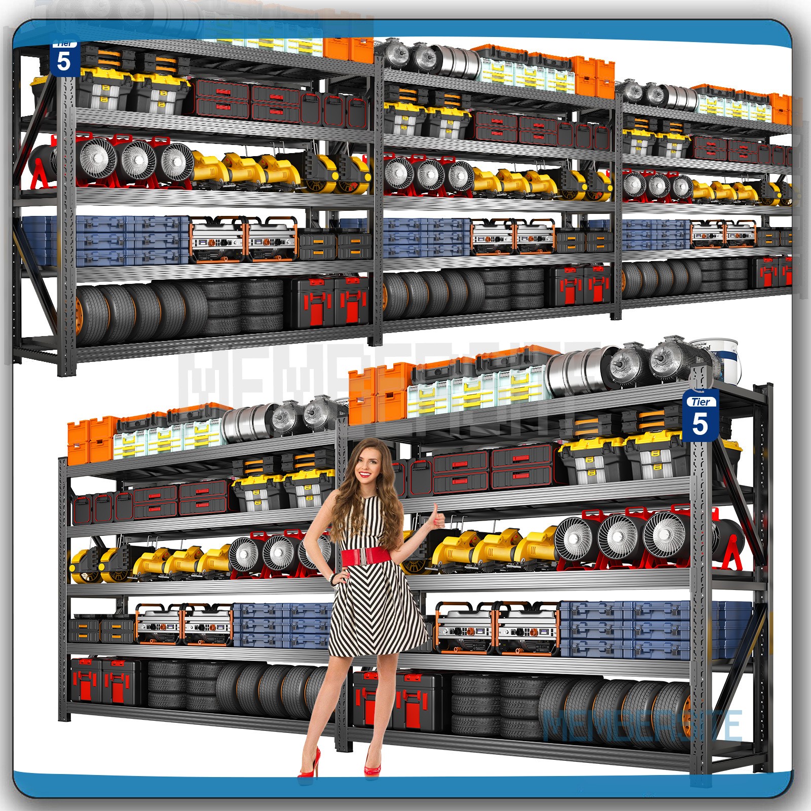 63" H/ 71" H Garage Shelving Heavy Duty 5 Tier Metal Storage Shelves  Adjustable