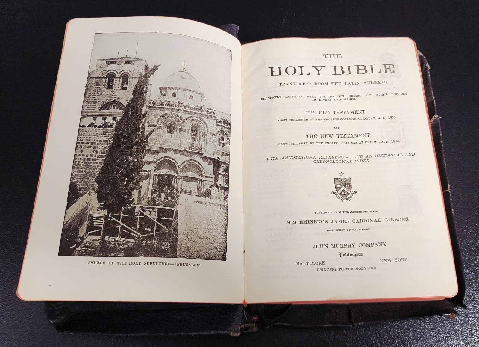 1914 Douay Rheims Holy Bible Catholic John Murphy Baltimore NY Maps Illus