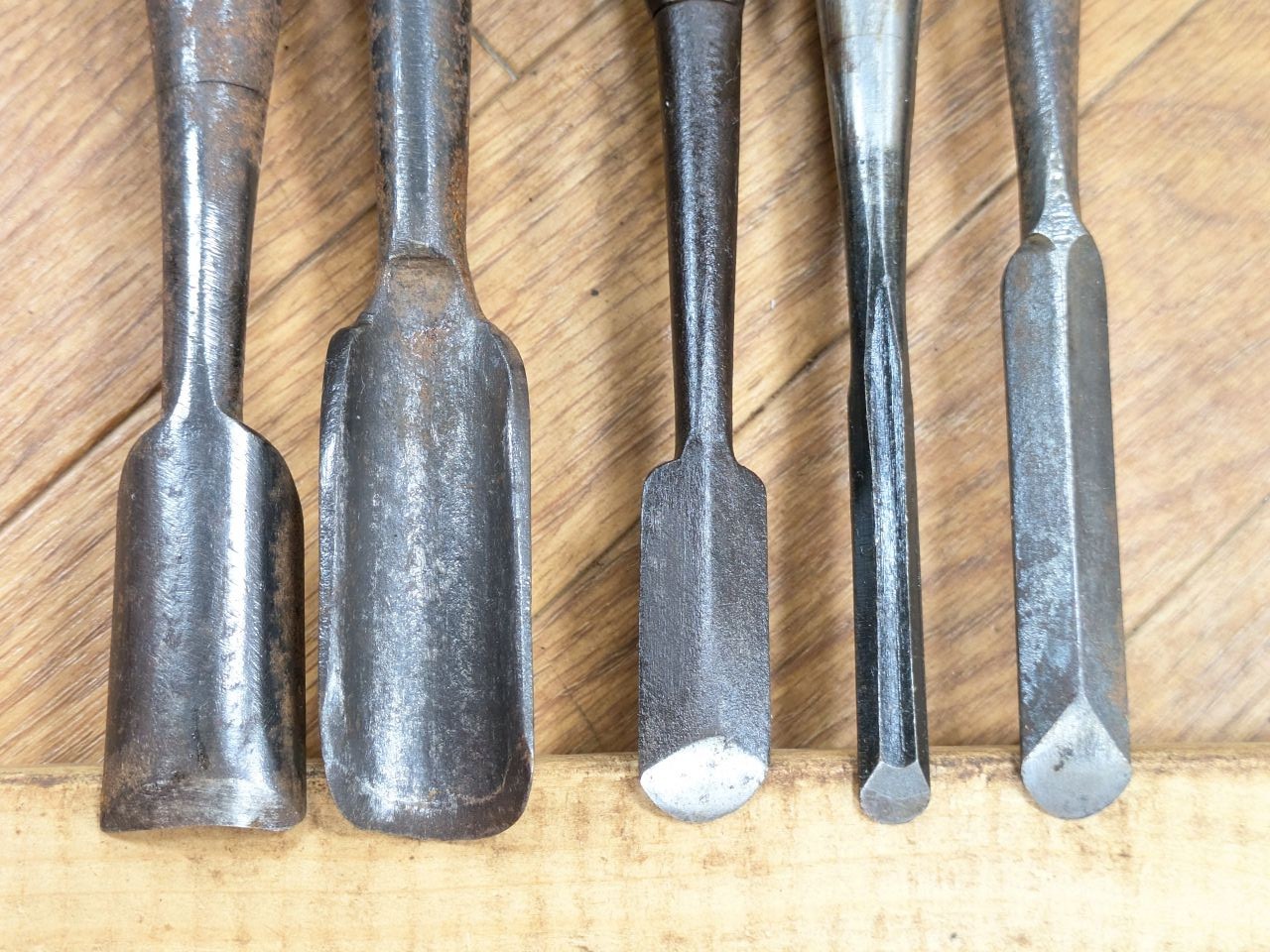 Japanese vintage chisel tataki Nomi Japan Signed Old 25.28.18.9.14mm LL986