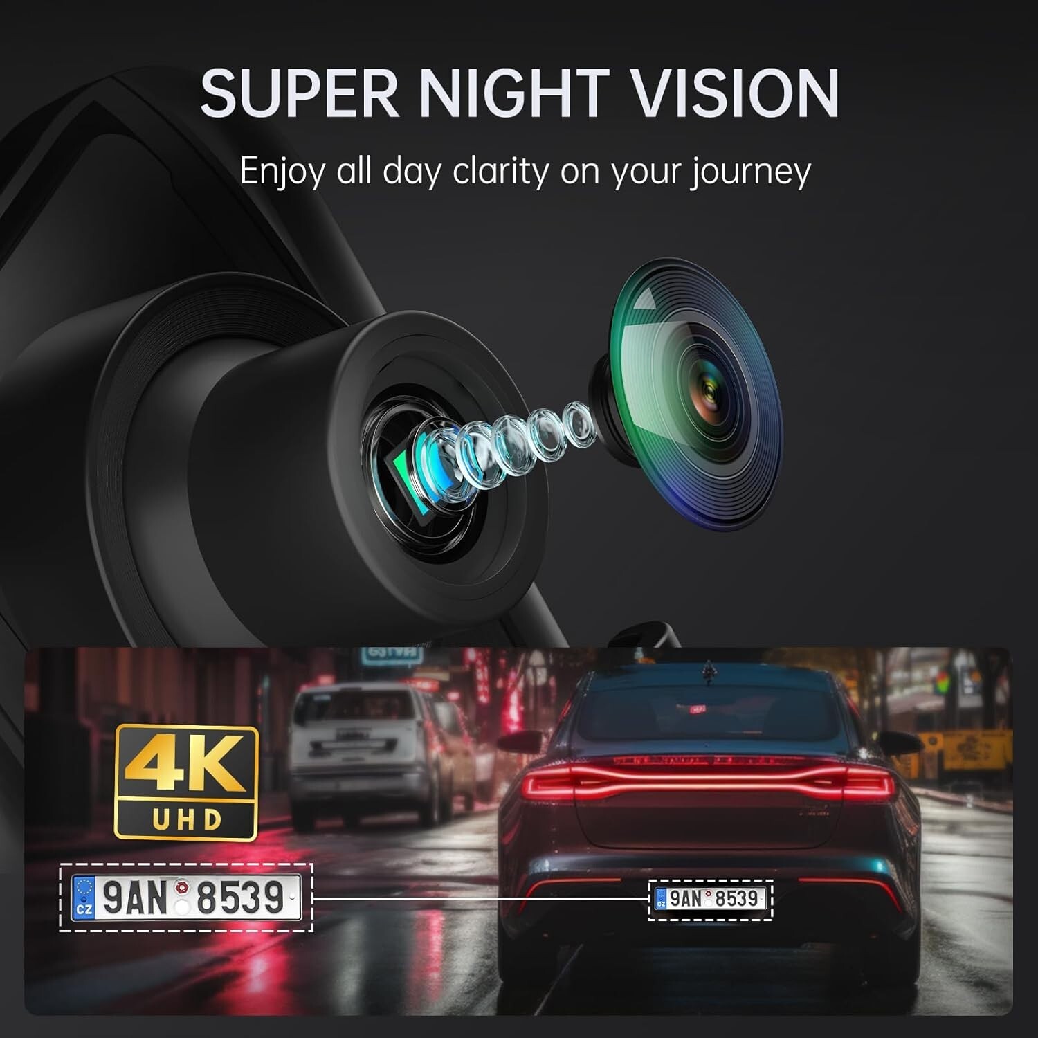 4K Rear View Mirror Camera,10'' Mirror Dash Cam with 1080P Rear Camera,32gb card
