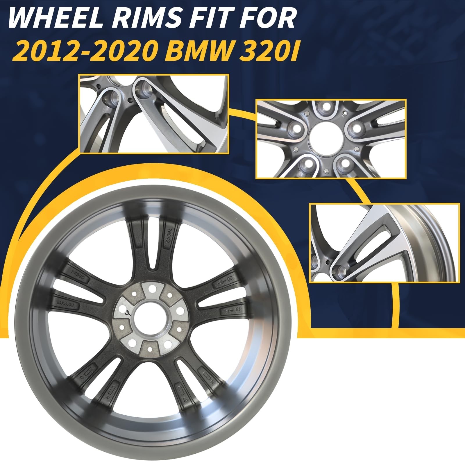 18" X 8" Wheel Rim Fits for BMW 3 Series 4 Series OEM Design Wheel 18" 18x8 M...