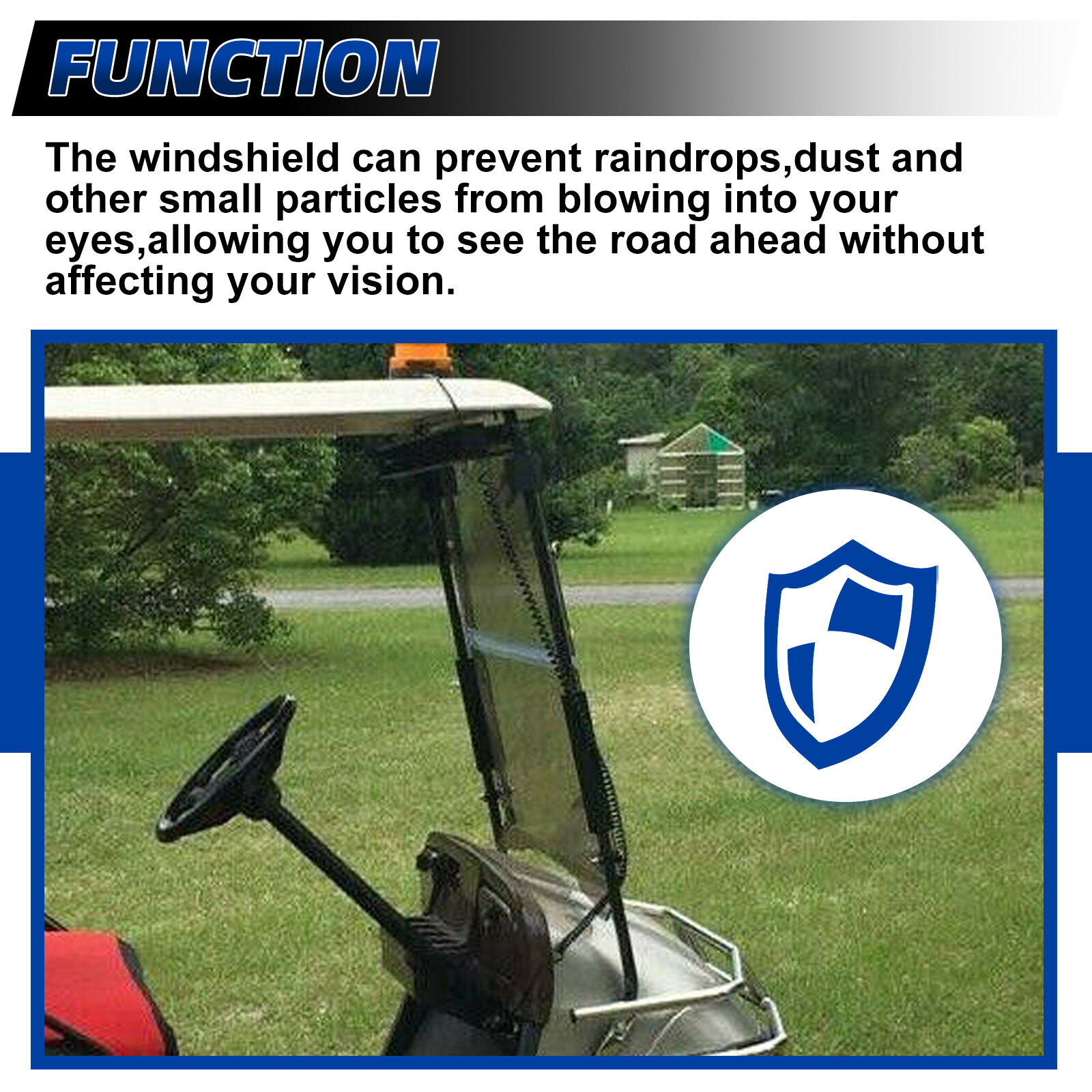 For 1994-2014 EZGO TXT & Medalist Golf Cart Folding Tinted Windshield PC