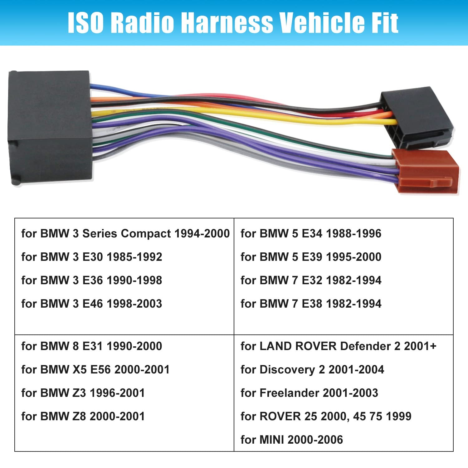 Car Radio Wiring Harness Adapter Compatible with BMW 3 E30 E36 E46 E34 5 E39...