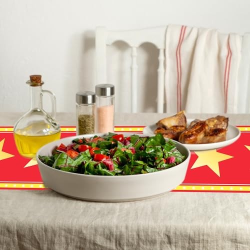 6 Pcs Movie Night Table Runner Movie Night Supplies Red Carpet Gold Star