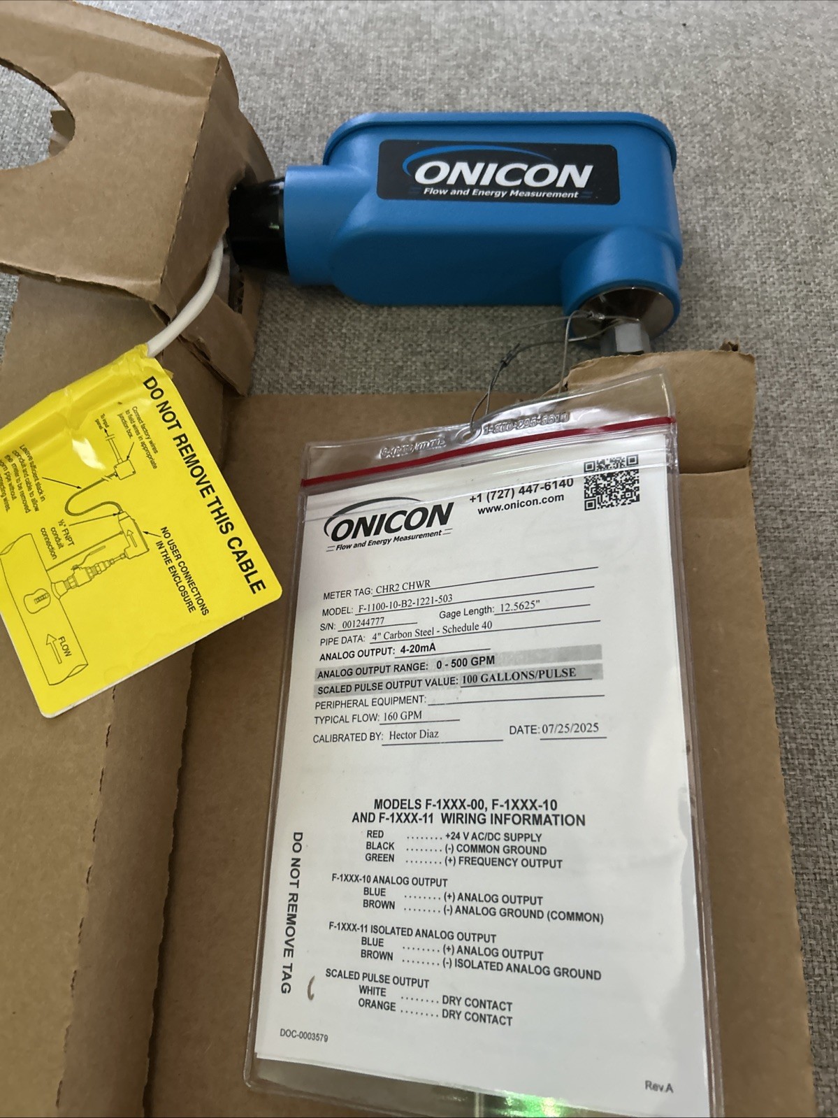 ONICON - F-1100-10-b2-1221(BRAND NEW) - FLOW METER