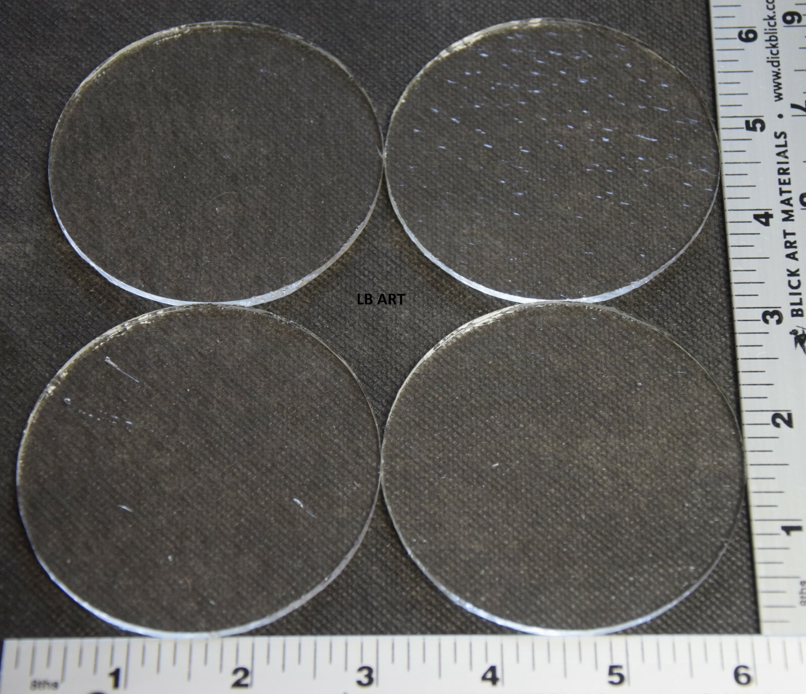 4 - 3" CIRCLES OF CLEAR BULLSEYE 3mm THICK GLASS 90 COE TESTED COMPATIBLE