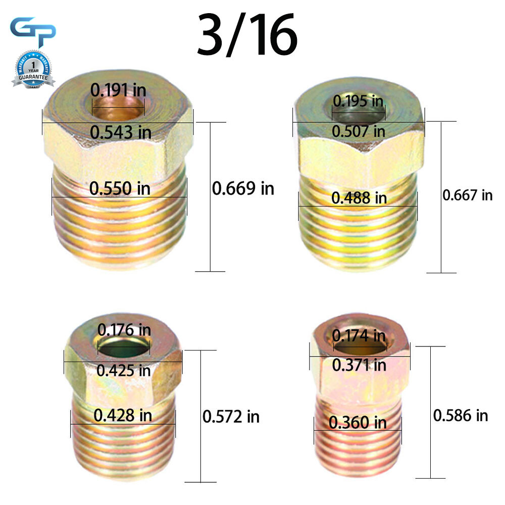 25 Foot Roll Coil of 3/16'' OD Copper Coated Brake Line Tubing Kit w/ 16 Fitting