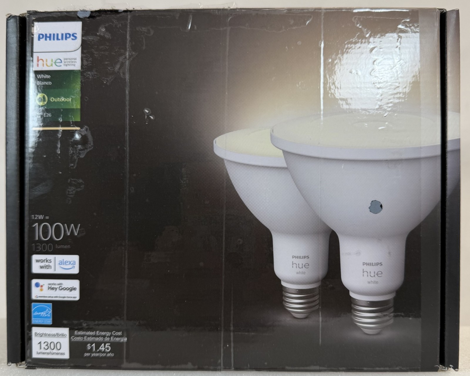 Philips Hue White Outdoor LED 100W Equivalent Smart Bulbs E26 (2 Bulbs)-FREE S/H