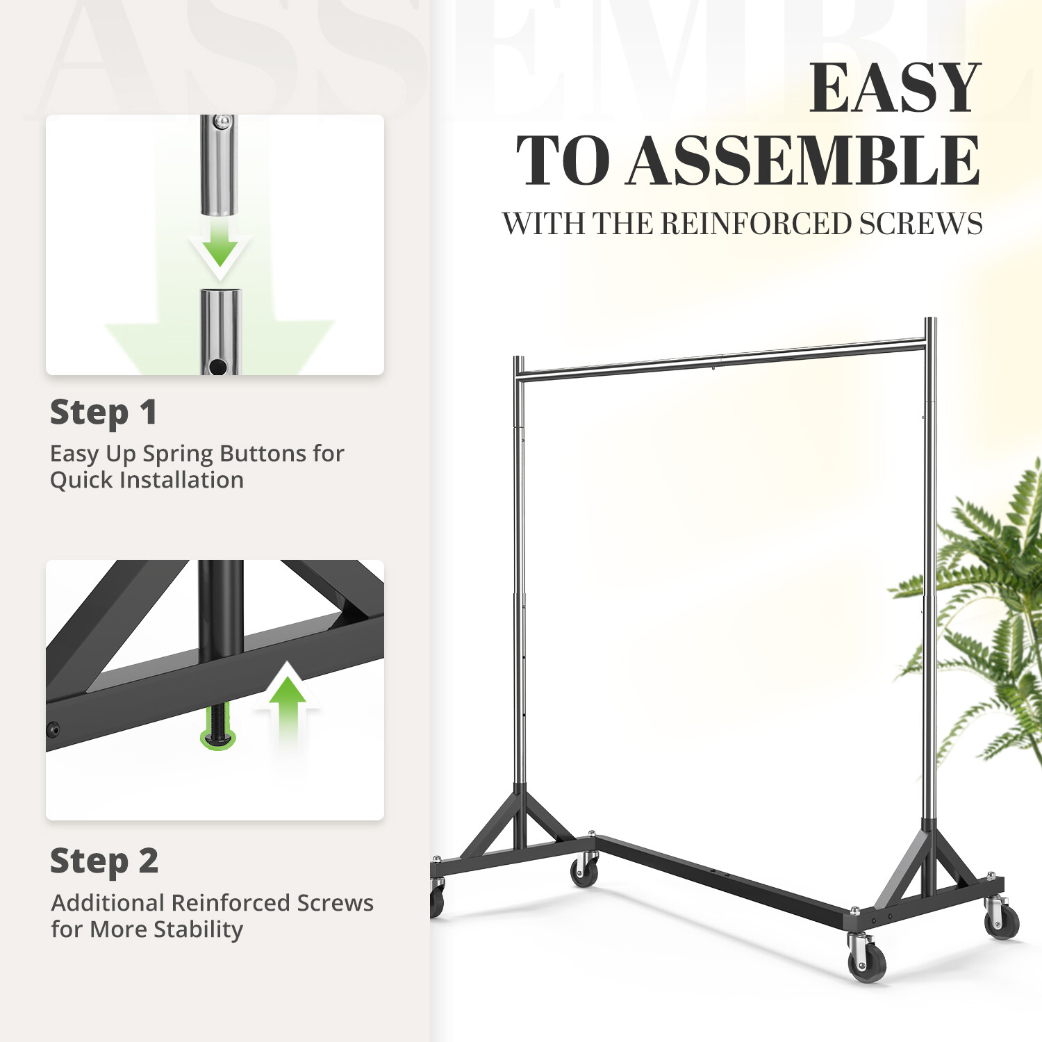 HOKEEPER Commercial Clothing Garment Rack Rolling Closet Organizers Adjustable