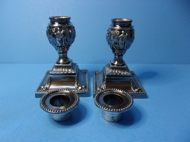 Antique Victorian Dwarf Urn Silverplate Candlesticks Richard Hodd & Son London