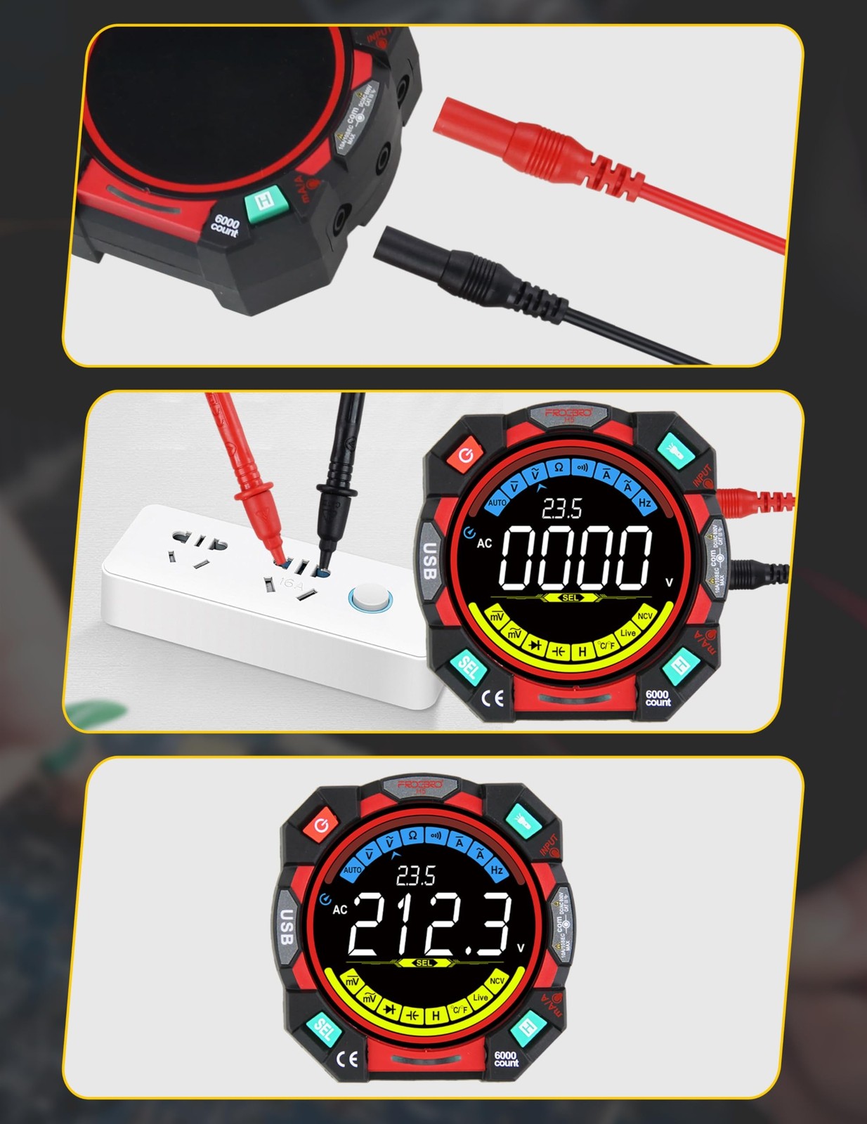 FROGBRO Portable Digital Multimeter Tester 6000 Counts VA Display Auto-Rangin...