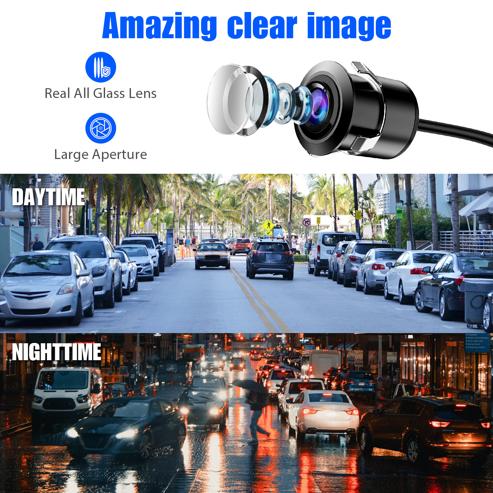 170° CMOS Car Front/Side/Rear View Reverse Backup Night Vision Parking Camera HD