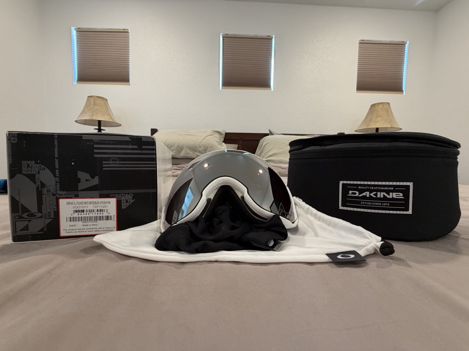 Oakley Airbrake Xl Polished White With Prizm Black Iridium Lens And Dakine Case