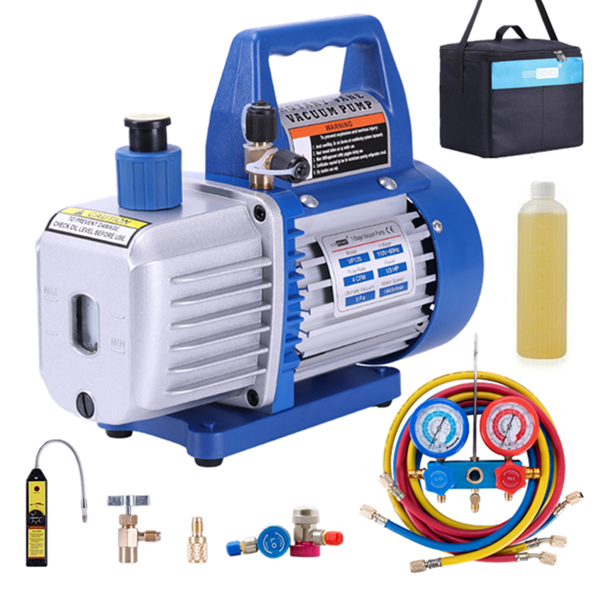 4 CFM Vacuum Pump HVAC Refrigeration AC Manifold Gauge R134A R502 Kit ETL Listed