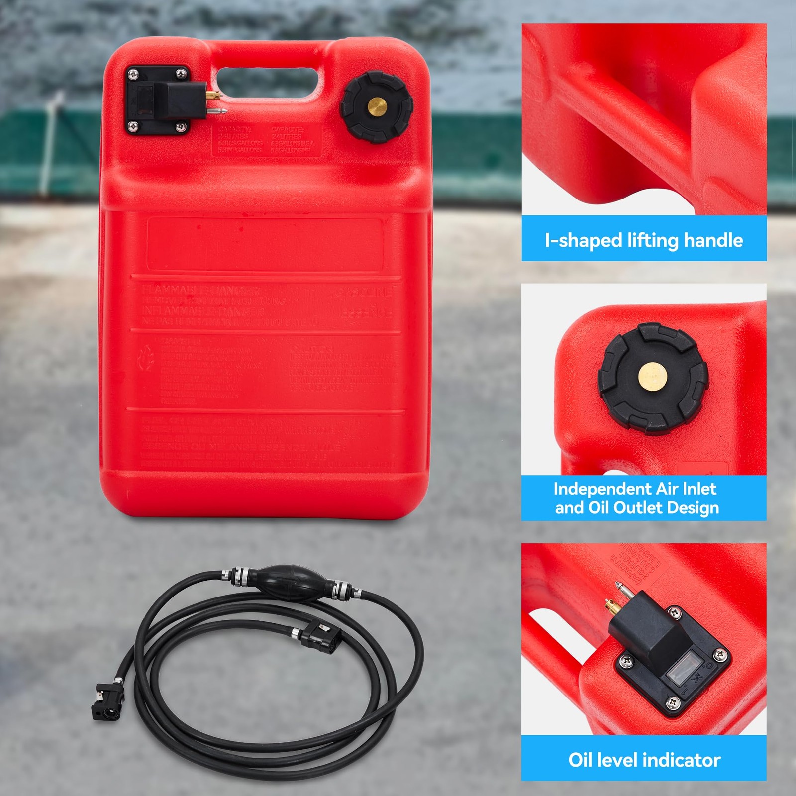 Marine Tank, 6 Gallon Marine Portable Tank Outboard Marine Boat Tank With Line