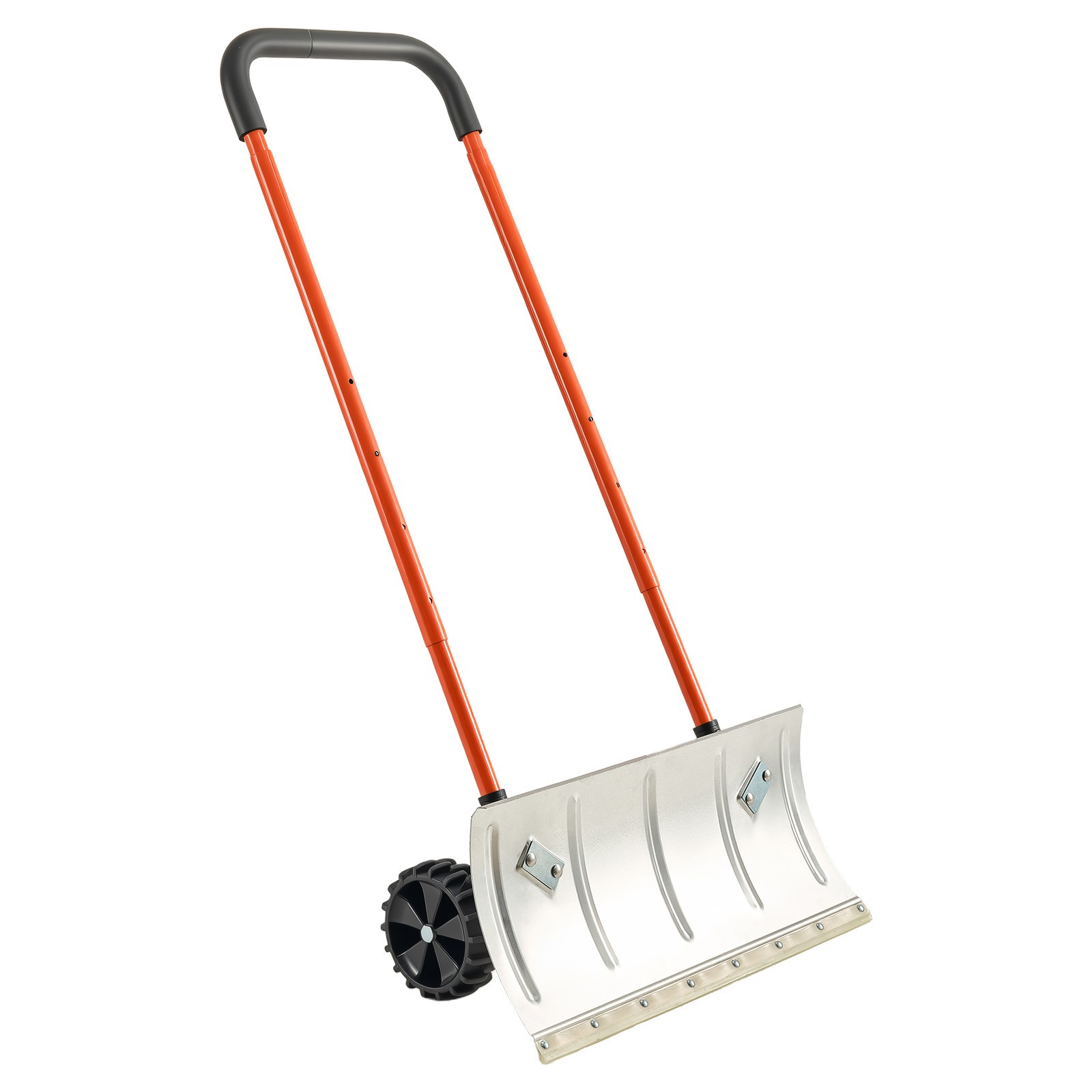 Snow Shovel with Wheels 24" Durable Metal Snow Removal Pusher Plow for Driveway