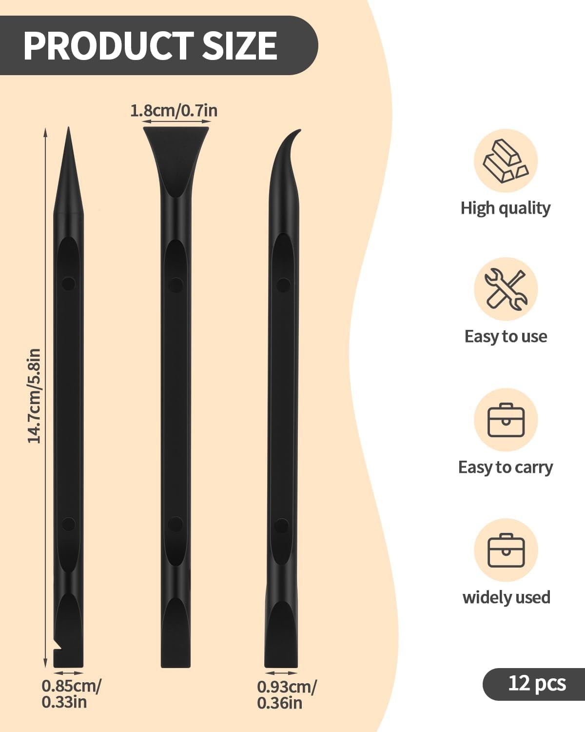 12 PCS Carbon Fiber Plastic Scrapers Tool, Non-Scratch Scraper Tool for Tight Sp