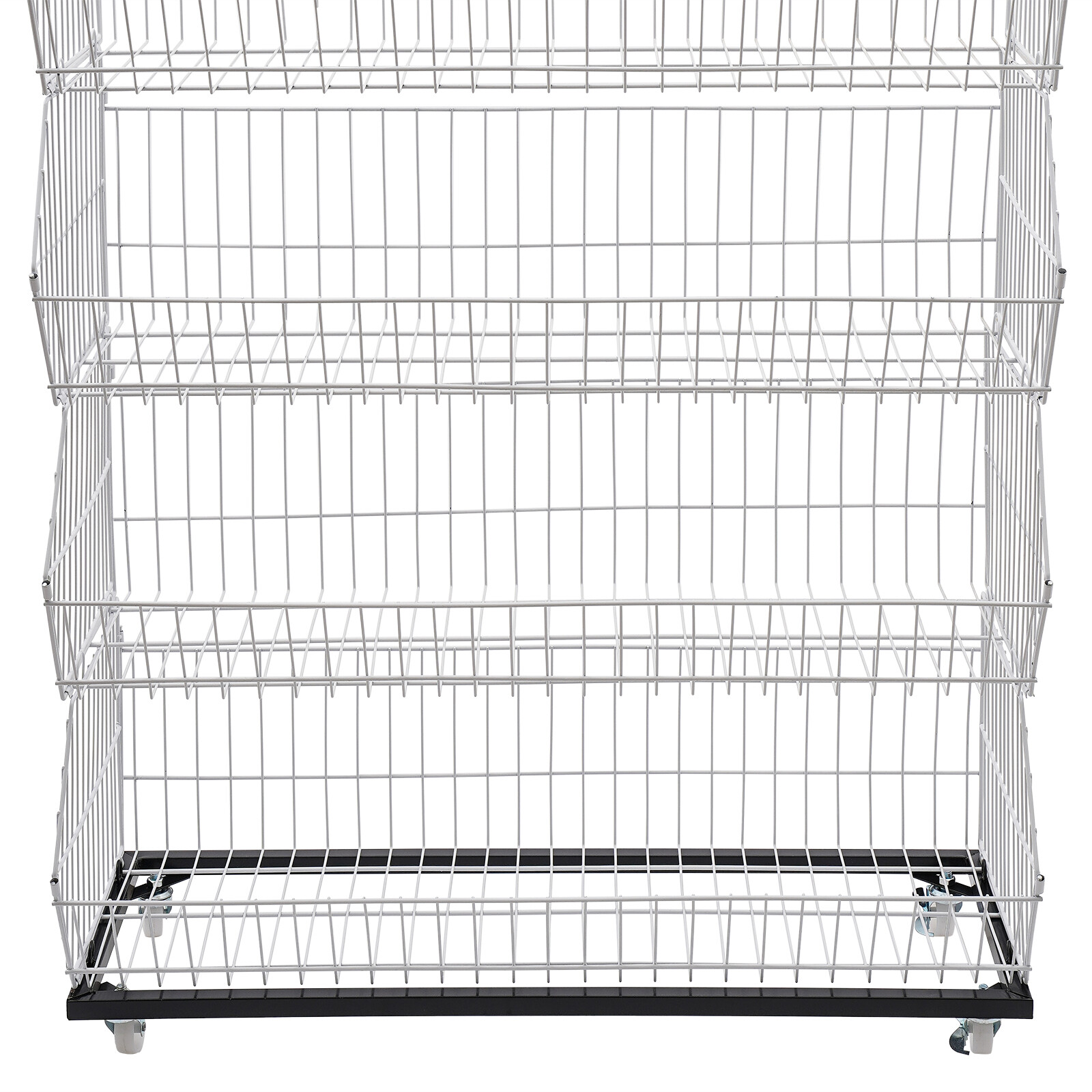 5 Tier Wire Grid Retail Display Shelf Merchandise Display Rack Stand w/4 Pulleys