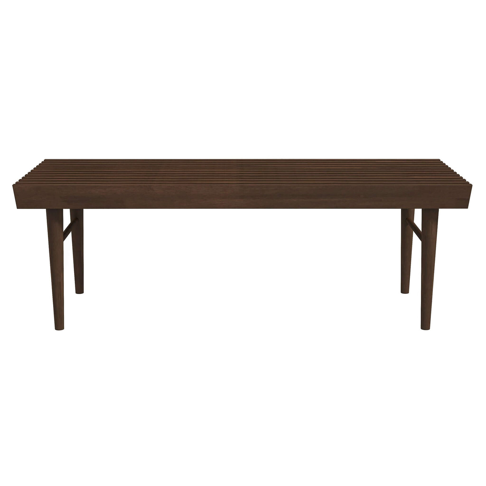 47.2 Inch Solid Wood Bench Natural Walnut Stain Mid Century Modern Design