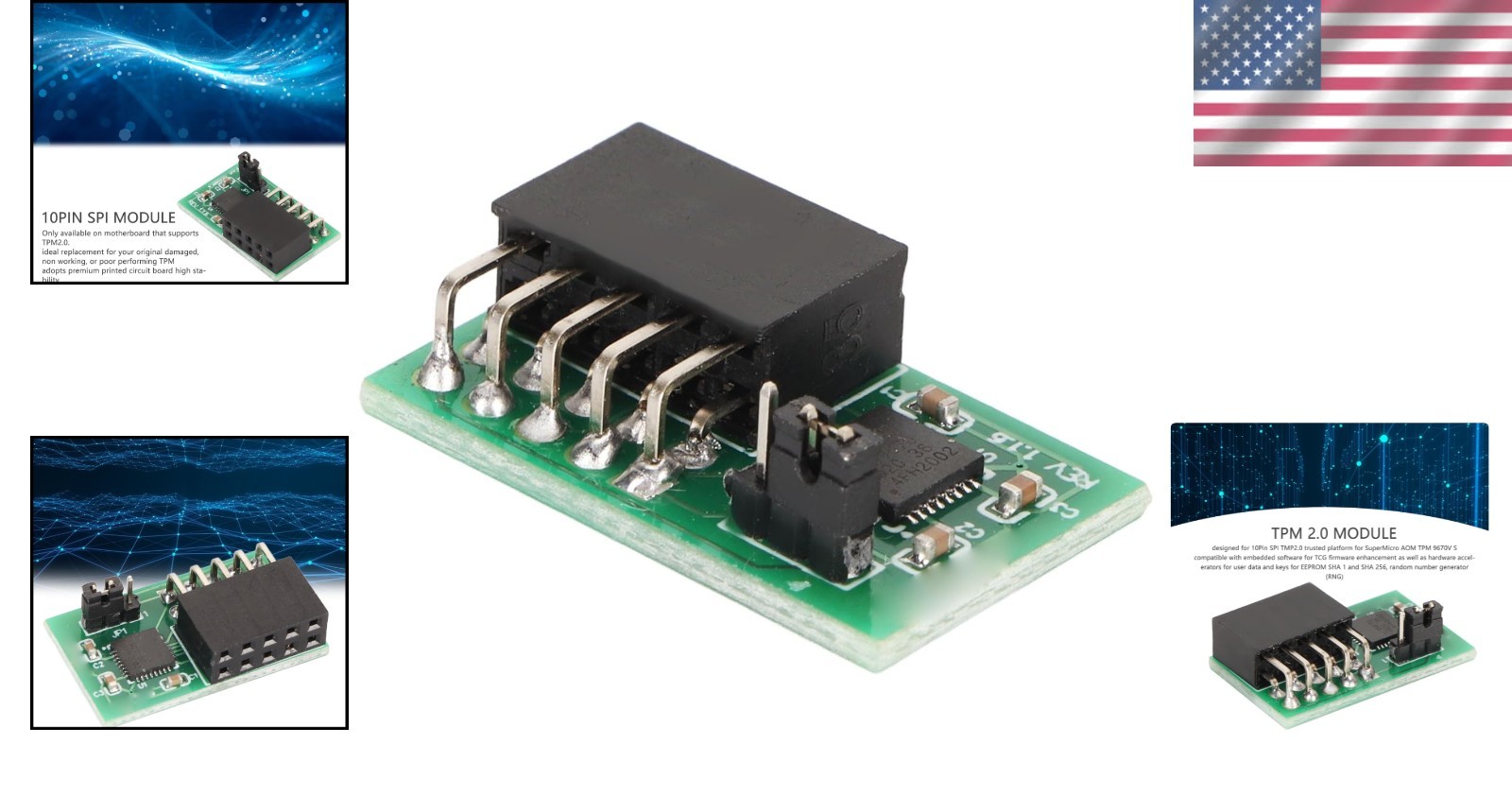 TPM 2.0 Module for SuperMicro AOM TPM 9670V S LGA 1200 Encryption PCIe