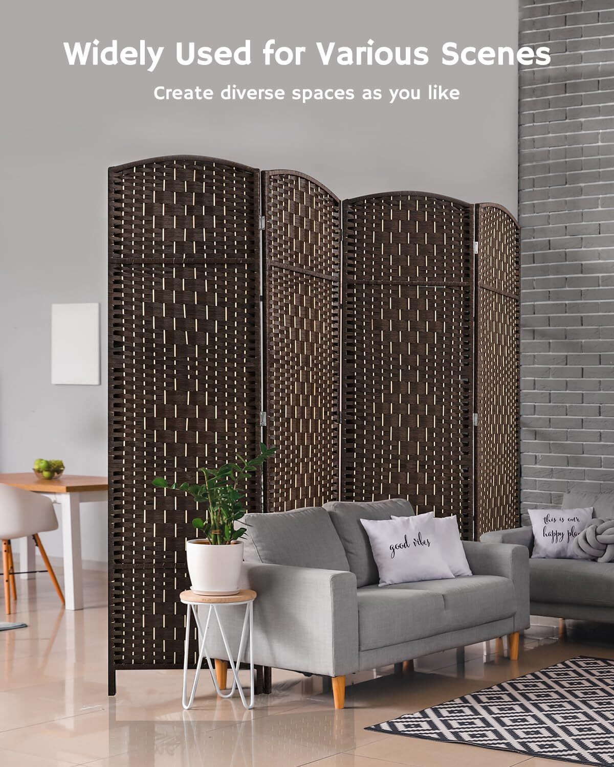 4/6/8 Panels Room Divider Wall for Room Separation Folding Privacy Screen