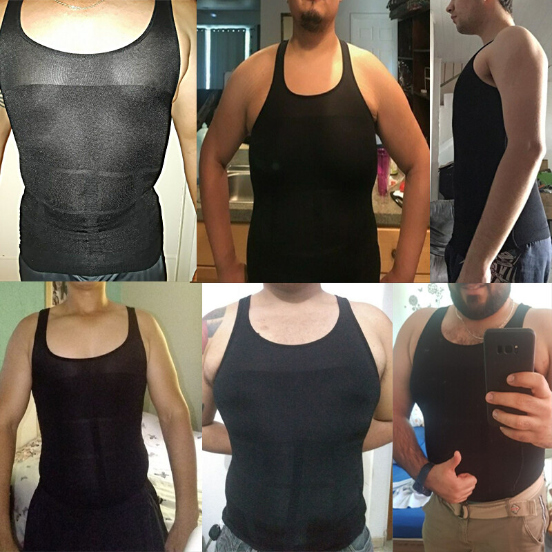 Mens Body Shaper Belly Chest Compression Shirt Slimming Tank Top Abs Girdle Vest