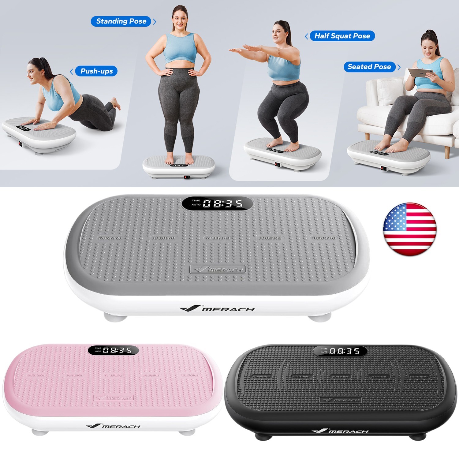 MERACH Vibration Plate Exercise Machines Bluetooth Pedal Automatic Sensing