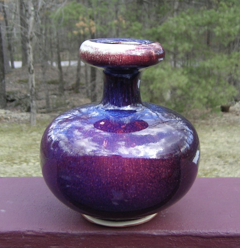 Chinese Flambé Glazed Vase Oxblood Purple