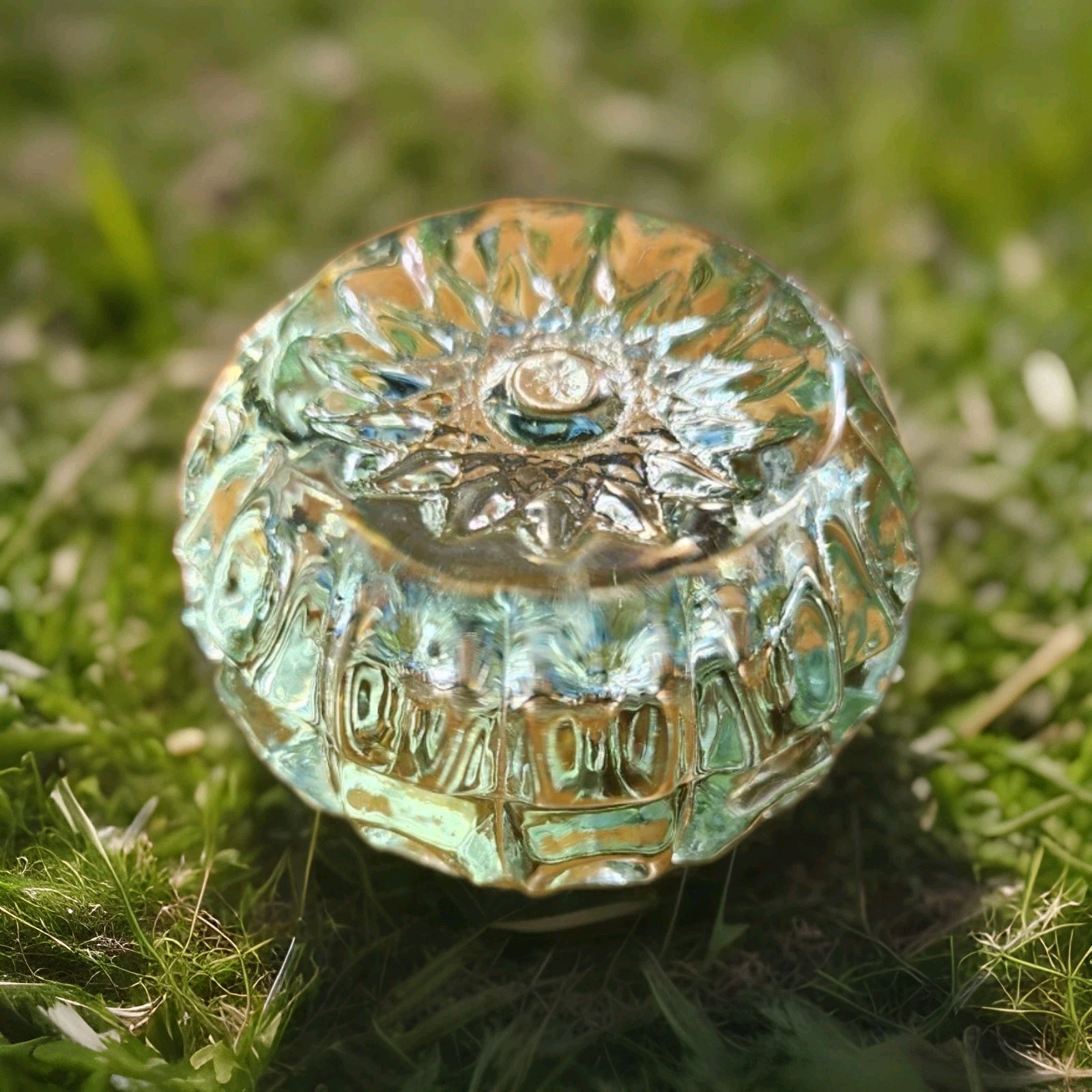 Key Lime Salt Dip 1 1/2" UV Shine Piink Westmoreland Mould Wilkerson Glass