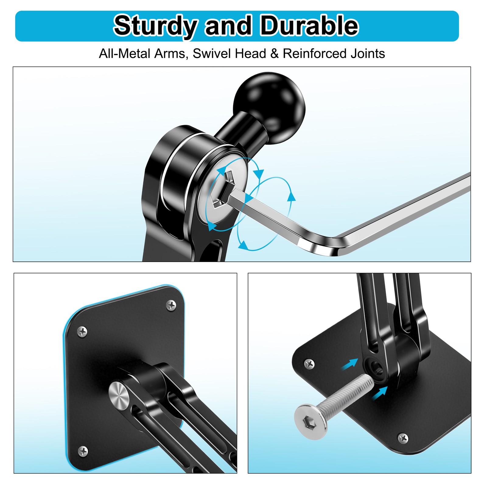 Tablet Wall Mount Holder 360° Rotating for 4.7-12.9"iPad Pro Air Mini Galaxy Tab