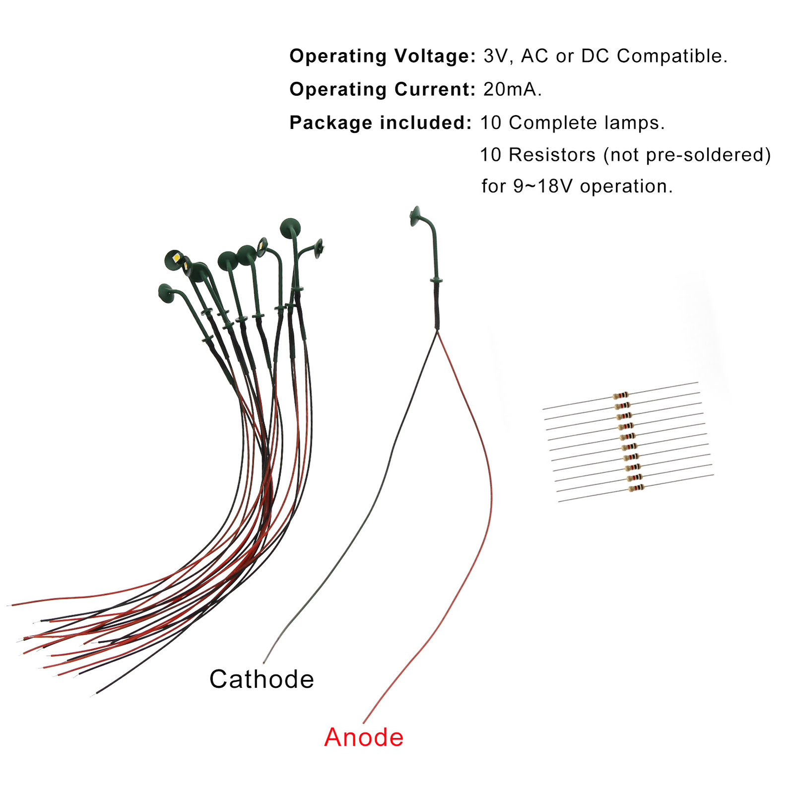 10pcs Model Hanging Lamp 1:87 Outdoor Wall Goose Neck Light HO Scale Warm LED