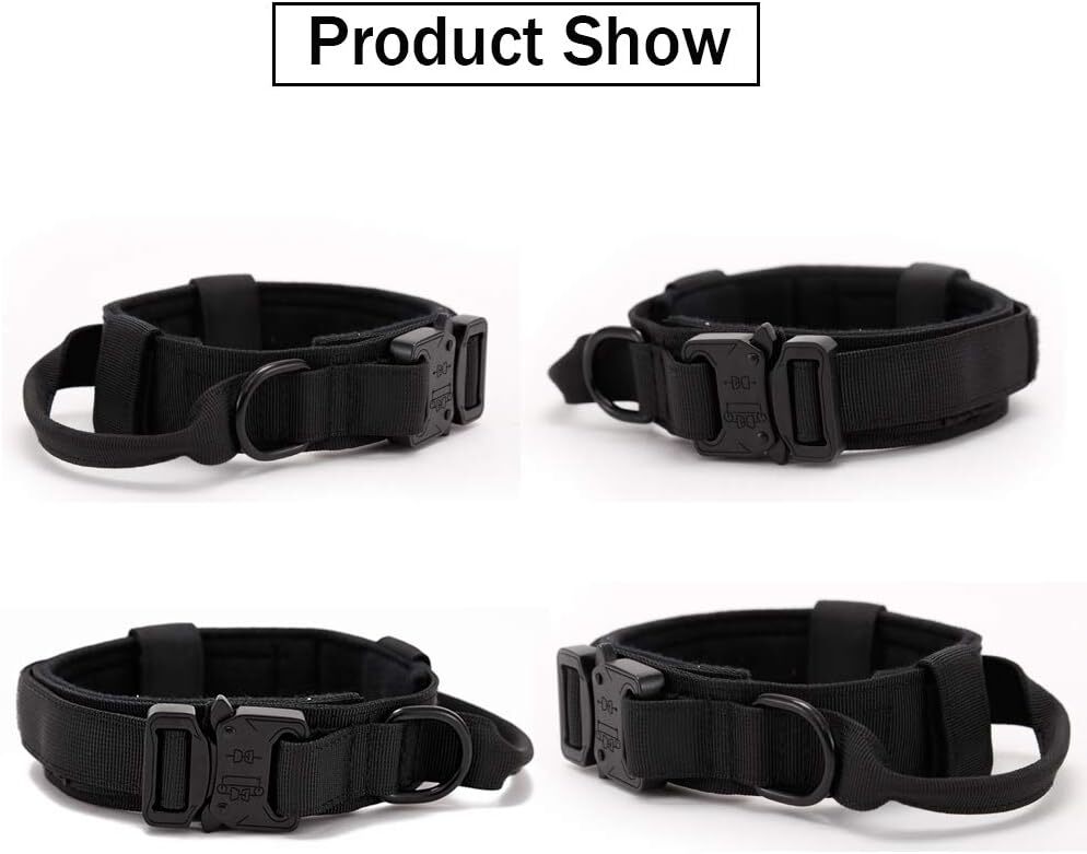 Tactical Dog Collar w/ Handle +Leash Heavy Duty Military Service Canine Training