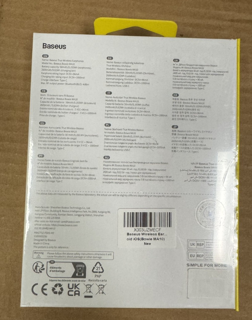 Baseus Bowie MA10 True Wireless Earphones with Active Noise Cancellation