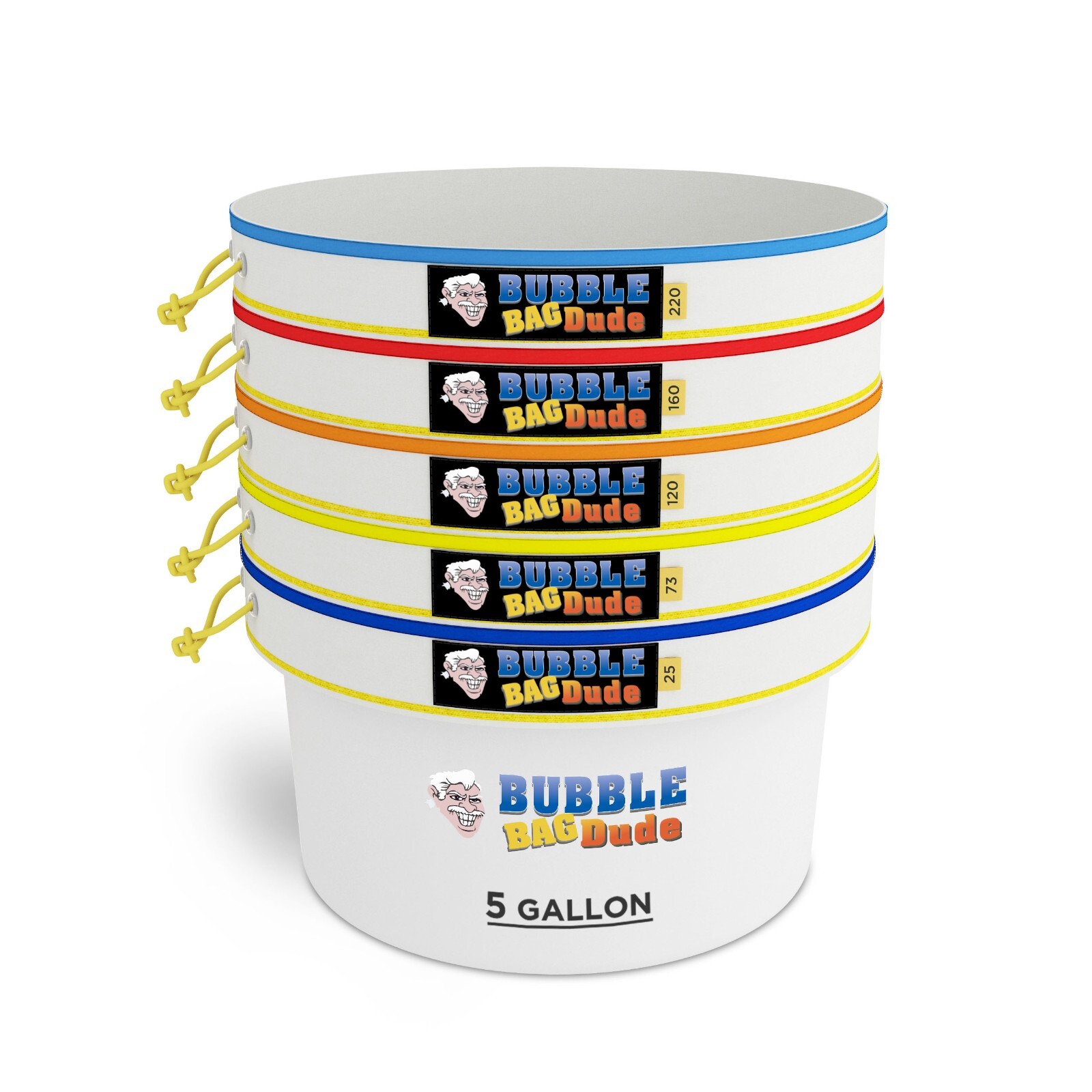 Bubble Bag BUBBLEBAGDUDE 5 GAL - 5 Bag Kit All Mesh Bubble Hash Bags Extractor