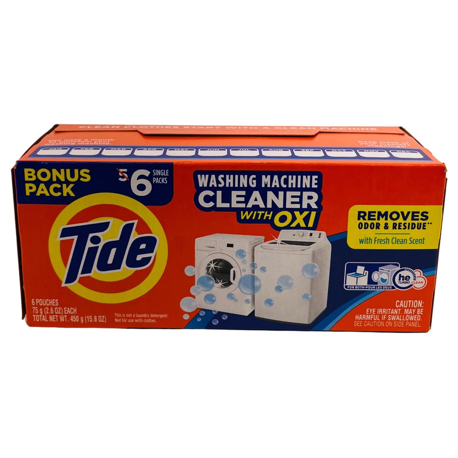 Tide Washing Machine Cleaner with Oxi Fresh Scent 6 Pouches New
