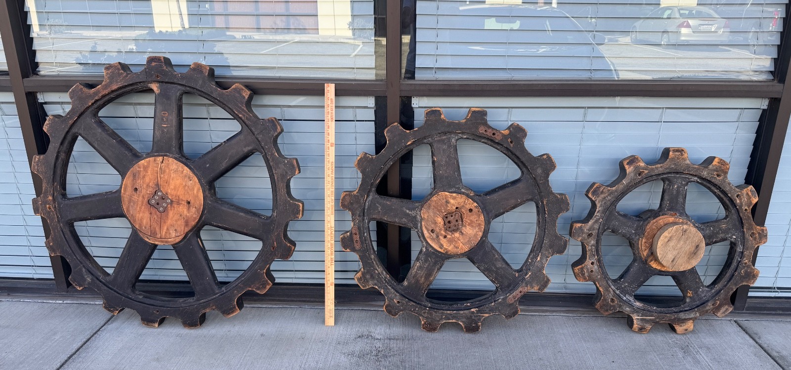 3 Antique Wooden Foundry Mold Patterns / Gears COLTON SLOVER MTN Portland Cement