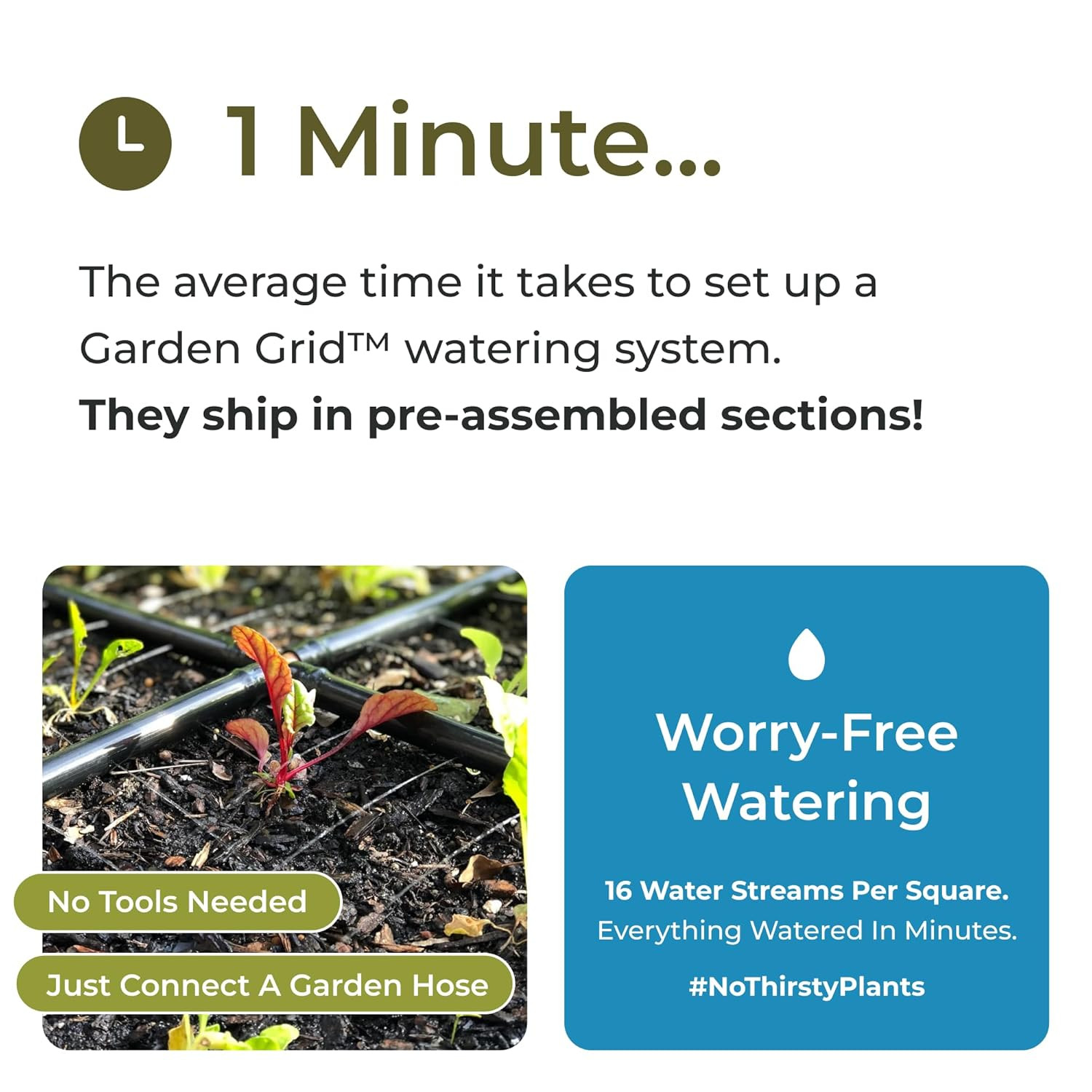 The Garden Grid | Pre-Assembled Garden Bed Watering System – Waters Every Plant