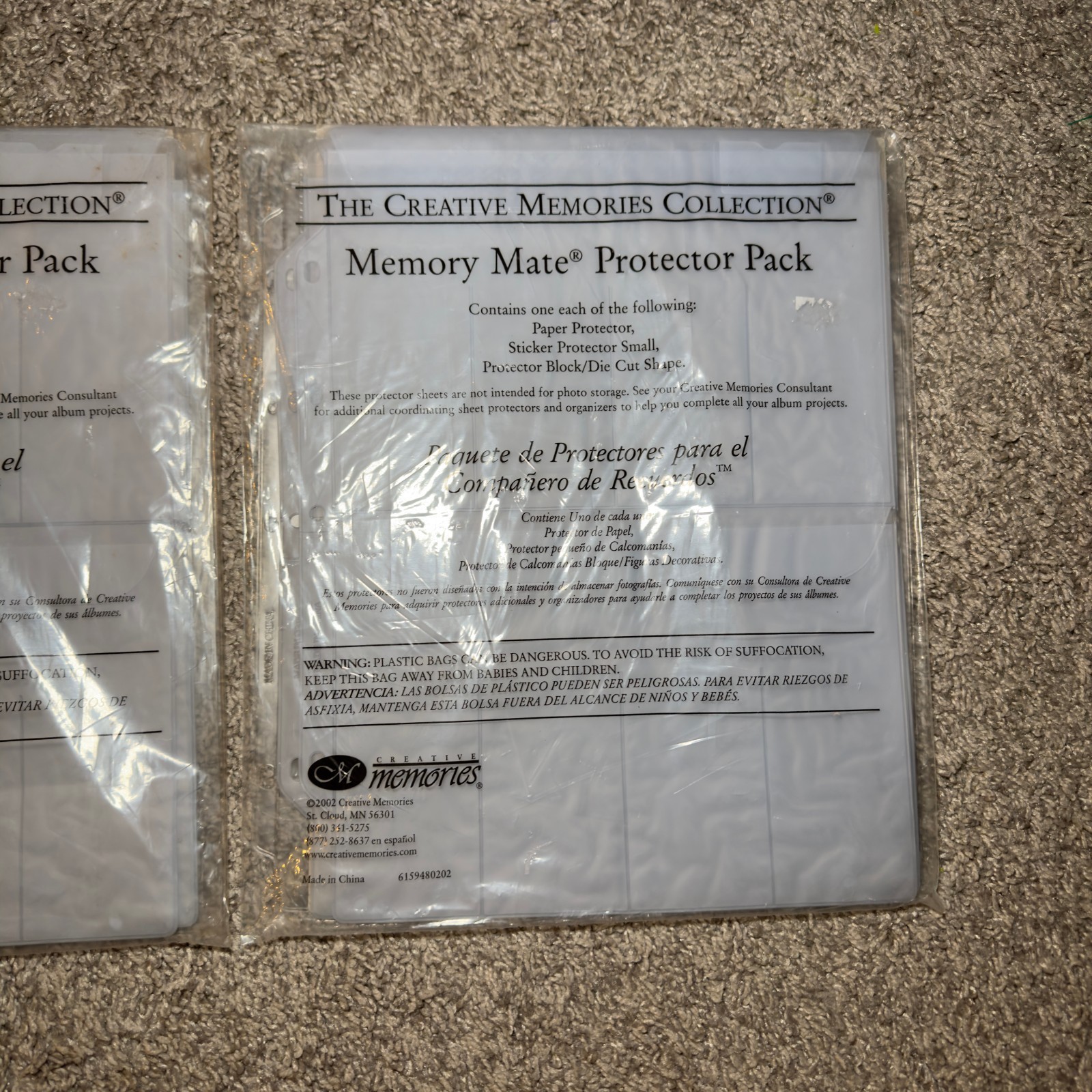 Creative Memories Memory Mate Protector Packs Set of 2 Scrapbooking NEW SEALED